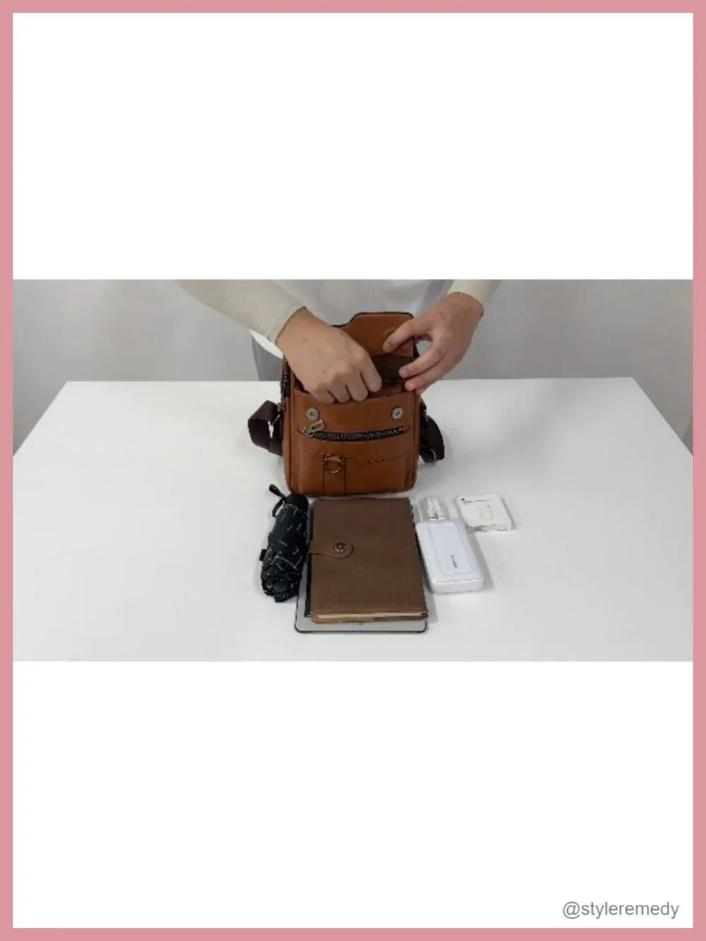 Leather Sling Bag Messenger Bag Crossbody Shoulder Bag with Multiple Pockets
